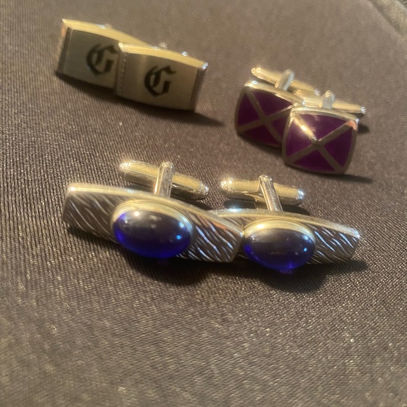 Set of 3 stainless steel cuff links - Picture 2 of 6